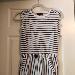 Navy and white striped romper